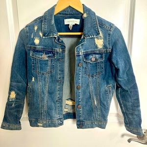 Girls Distressed Denim Jean Jacket